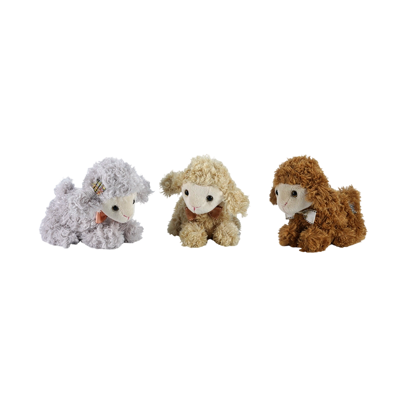 STA01341 Peluche de cordero en posición acostada de tres colores