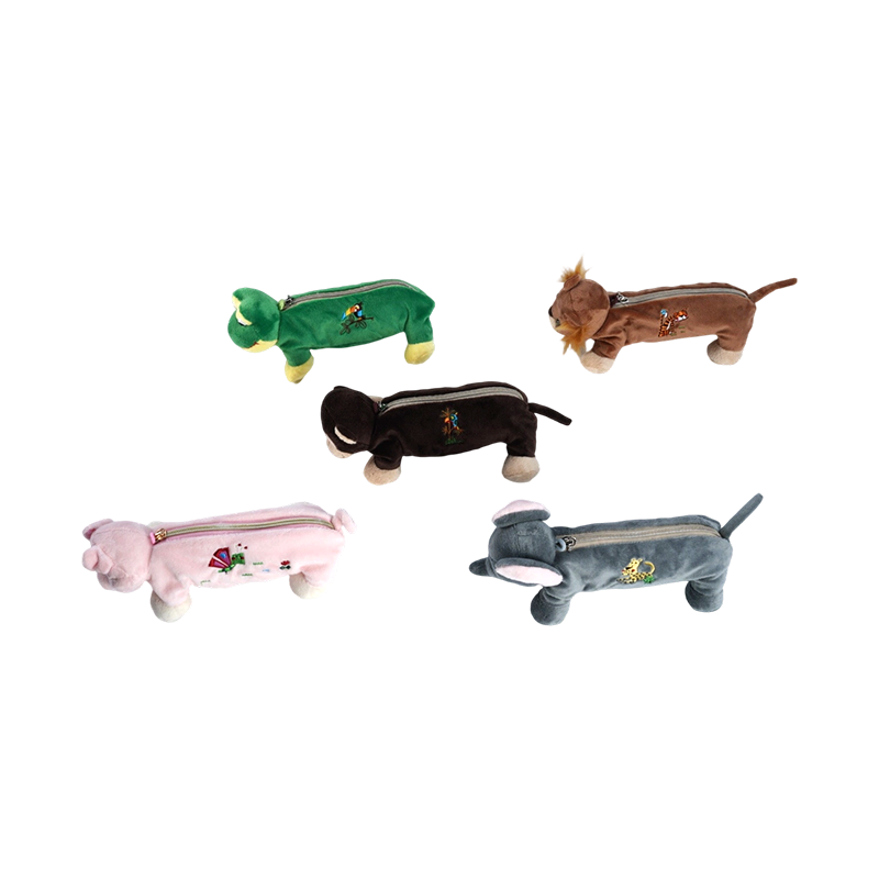 STA0986 Colección de estuches de peluche para animales – Rana/Mono/León/Elefante/Cerdo