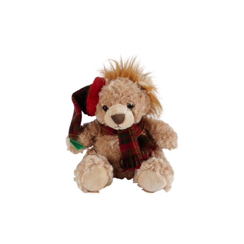 STA01314 Colección de juguetes de peluche de animales del bosque navideño — León / Elefante / Panda / Oso pardo
