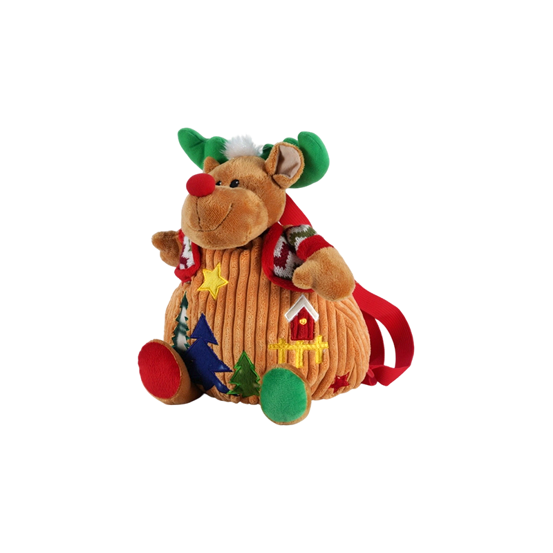 Mochila navideña para niños con forma de reno y pana de lana fina