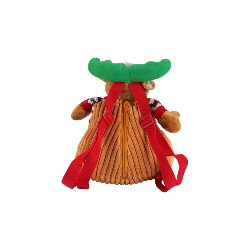 Mochila navideña para niños con forma de reno y pana de lana fina