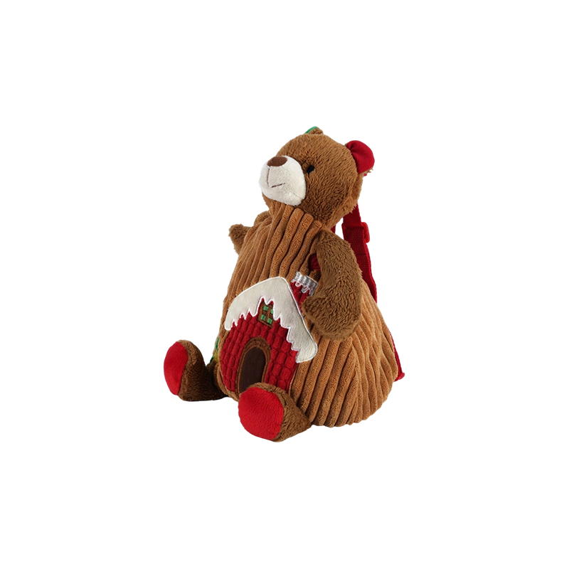 Mochila navideña para niños con forma de oso de pana de lana fina