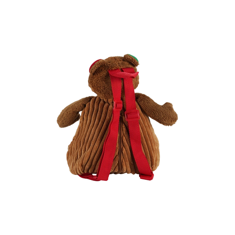 Mochila navideña para niños con forma de oso de pana de lana fina