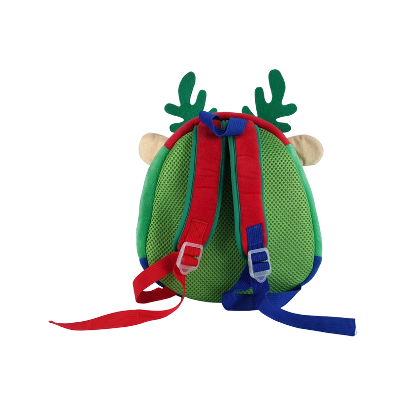 Mochila de tela de felpa para niños con estampado de muñeco de nieve navideño