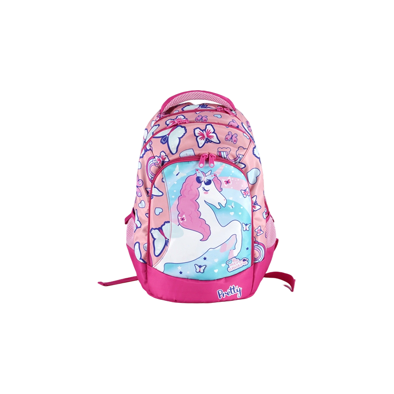 Mochila ergonómica para niños con estampado de unicornio de tela Oxford