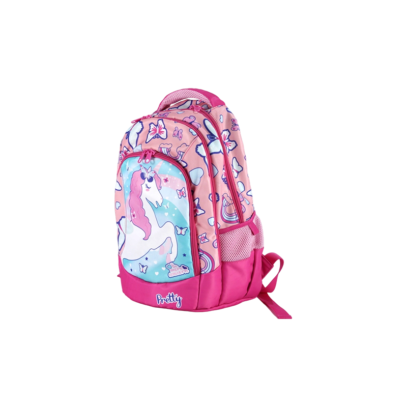 Mochila ergonómica para niños con estampado de unicornio de tela Oxford