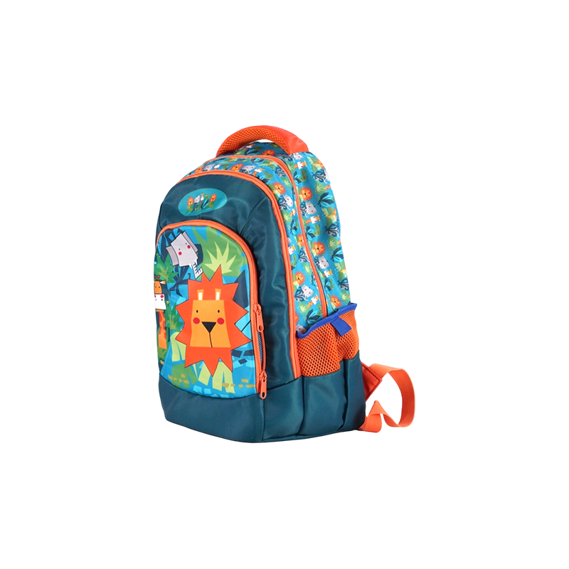 Mochila ergonómica para niños con estampado de león y tela Oxford