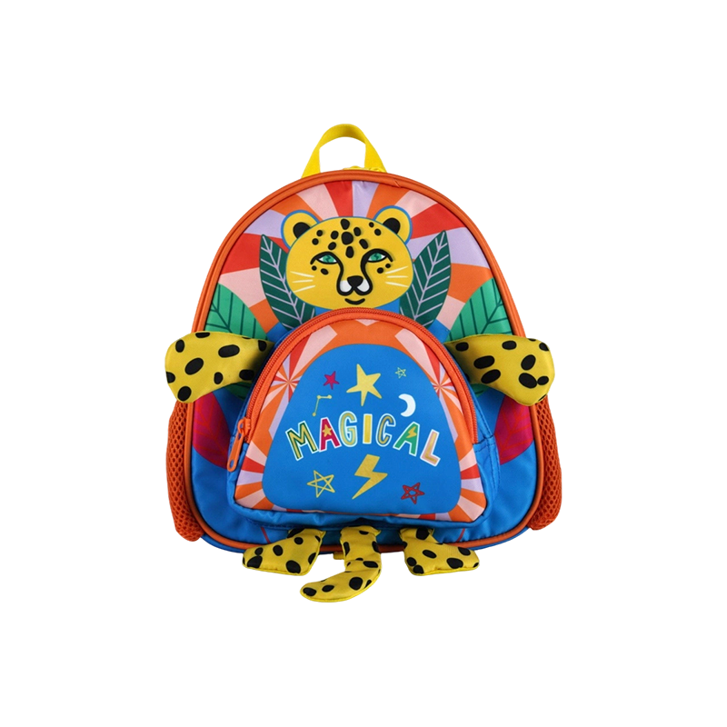 Mochila infantil con estampado de leopardo de tela Oxford