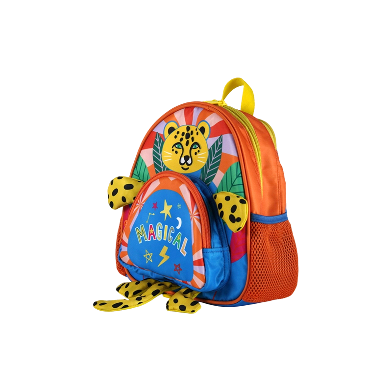 Mochila infantil con estampado de leopardo de tela Oxford