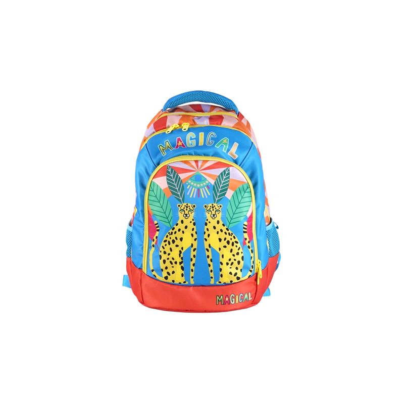 Mochila ergonómica para niños con estampado de leopardo de tela Oxford