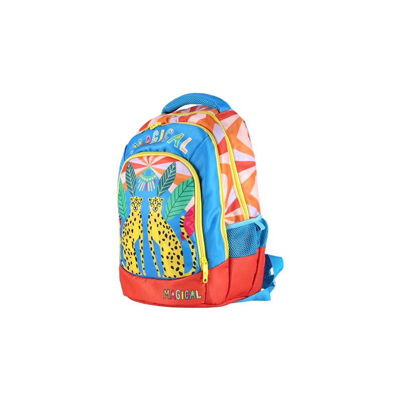 Mochila ergonómica para niños con estampado de leopardo de tela Oxford