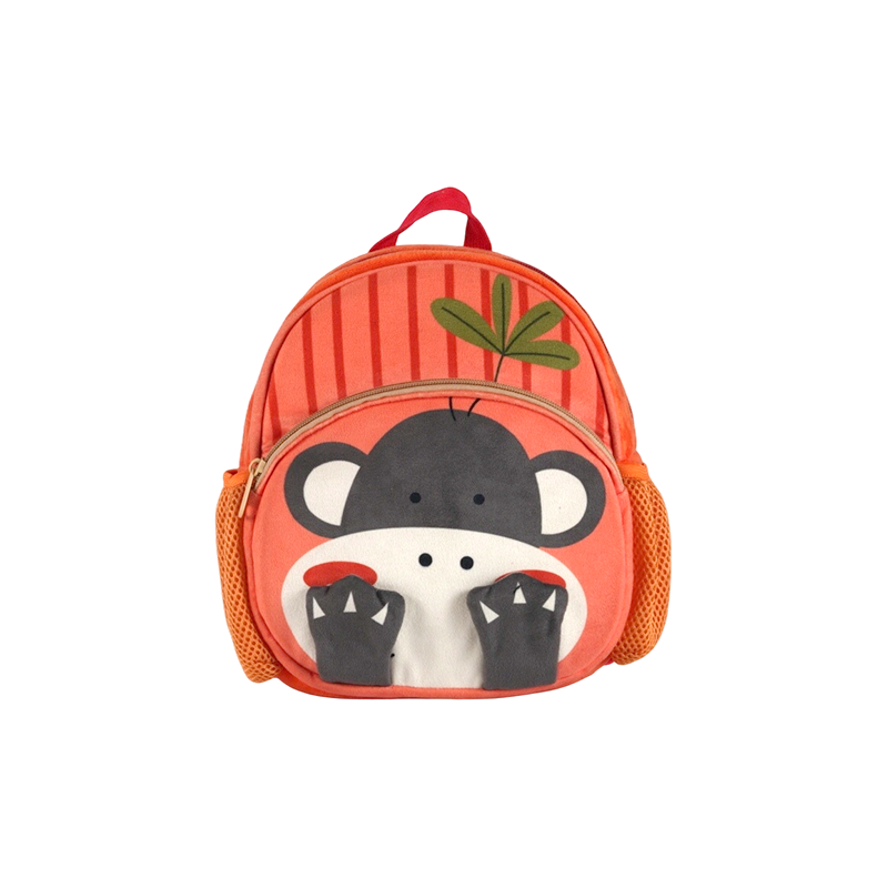 Mochila infantil de tela de felpa con estampado de mono (súper suave)