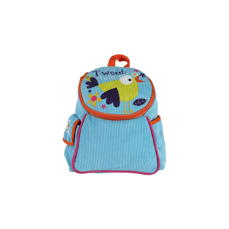 Mochila infantil con estampado de pajarito de pana