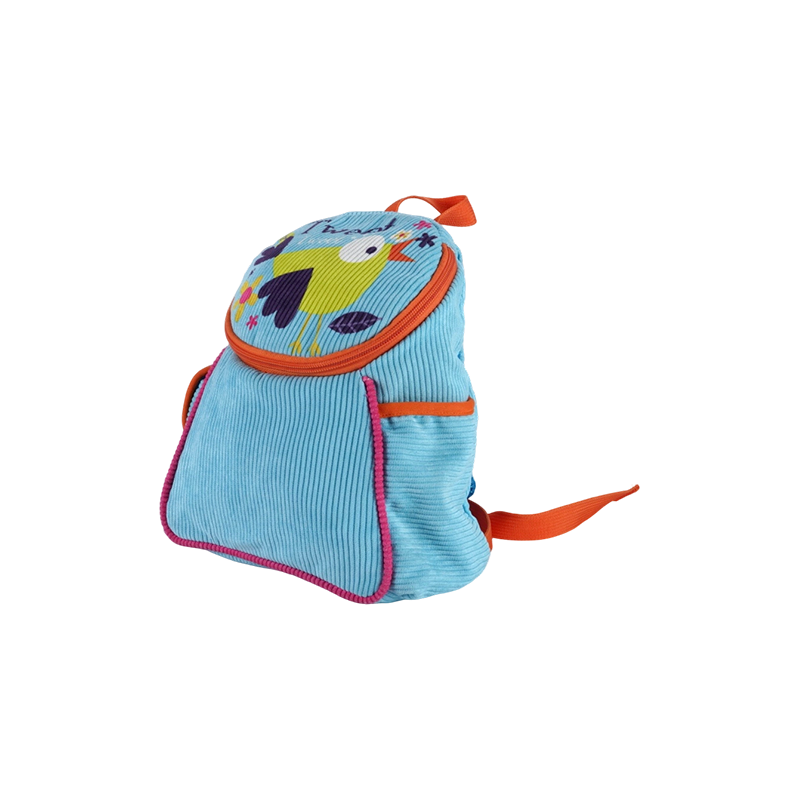 Mochila infantil con estampado de pajarito de pana