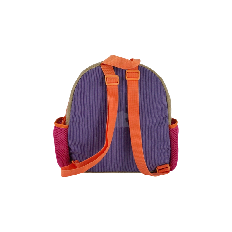 Mochila infantil con estampado de rayas florales y de pájaros (pana)