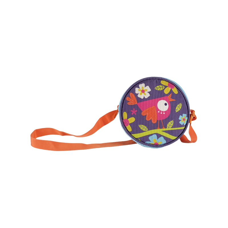 Bolso bandolera redondo para niños con estampado de pájaros