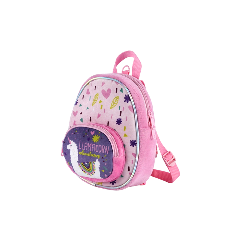 Mochila de tela de felpa para niños con estampado de alpaca