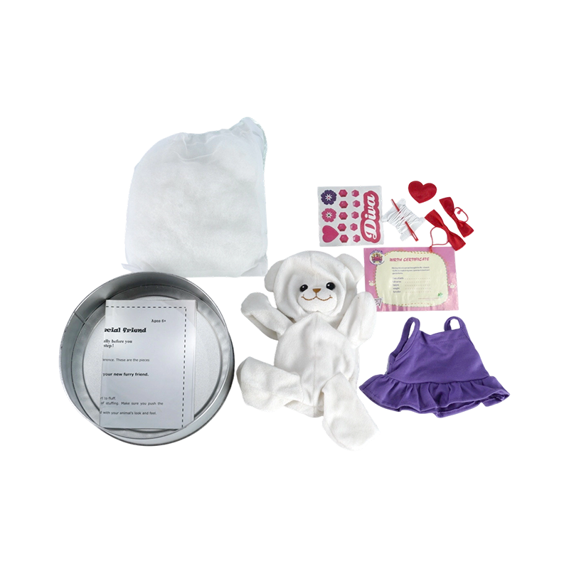 Kit de peluche DIY de oso blanco de moda con atuendo