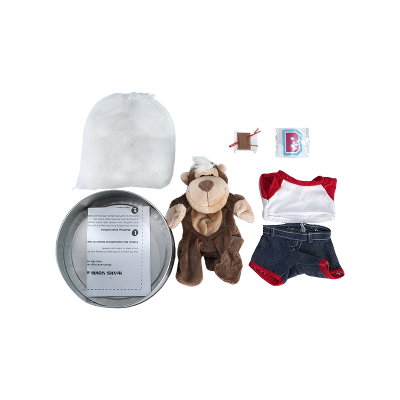 Kit de manualidades de peluche para bricolaje con forma de mono de béisbol retro