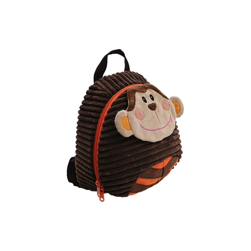 Mochila infantil de lana fina con forma de mono de pana para niños