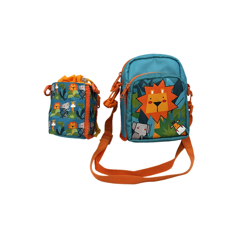 Juego de mochila para niños 2 en 1 de tela Oxford con bolsa para botellas de agua desmontable
