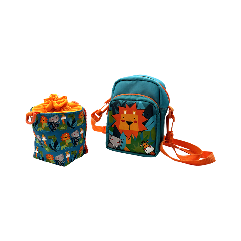 Juego de mochila para niños 2 en 1 de tela Oxford con bolsa para botellas de agua desmontable