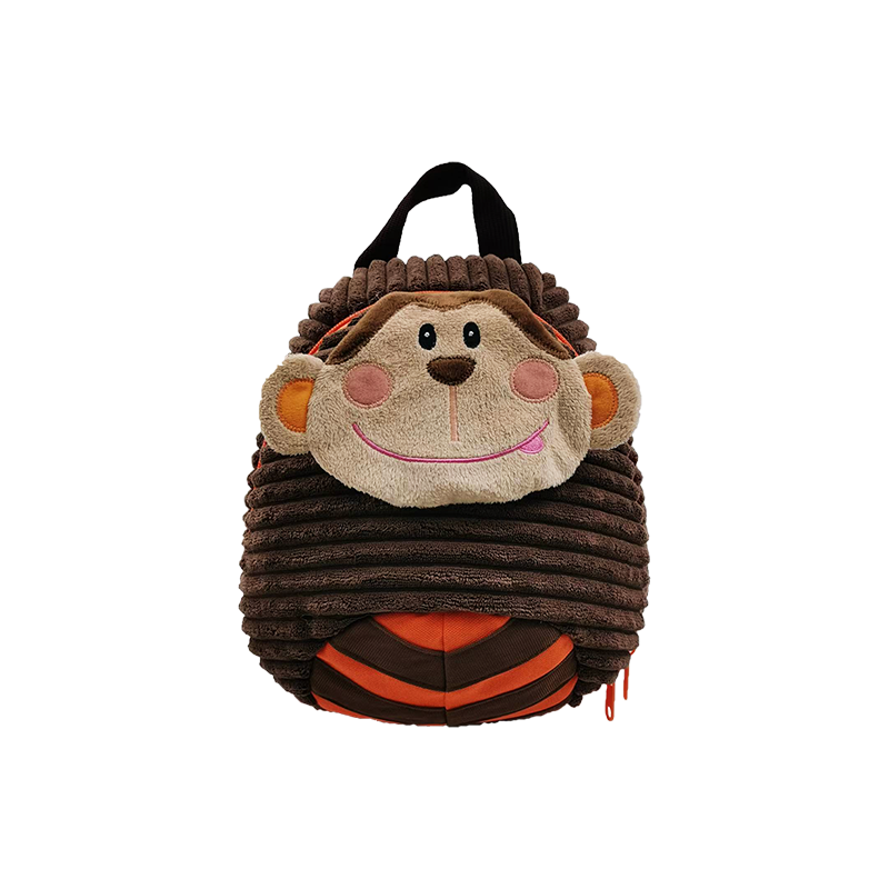 Mochila infantil de lana fina con forma de mono de pana para niños