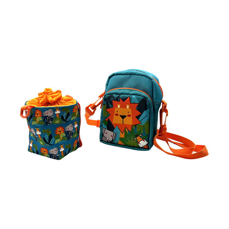 Juego de mochila para niños 2 en 1 de tela Oxford con bolsa para botellas de agua desmontable